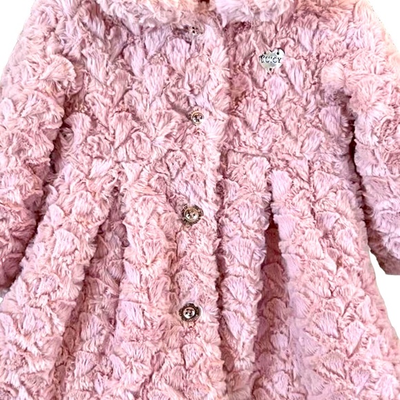 Juicy Couture Kids Pink Plush Soft Pink Faux Fur Jacket Coat Cozy Warm Size 4T - Picture 4 of 10